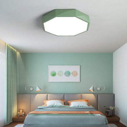 Contemporary Nordic Macaron Diamond Geometry Iron Acrylic LED Flush Mount Ceiling Light For Living Room
