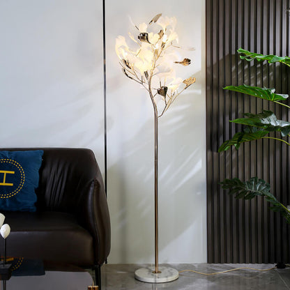 Nordic Romantic Ginkgo Leaf Decorative Acrylic Iron 5-Light Standing Floor Lamp