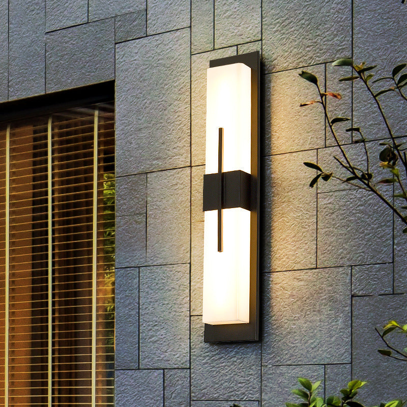 Modern Minimalist Rectangular Waterproof Stainless Steel Acrylic LED Wall Sconce Lamp For Outdoor