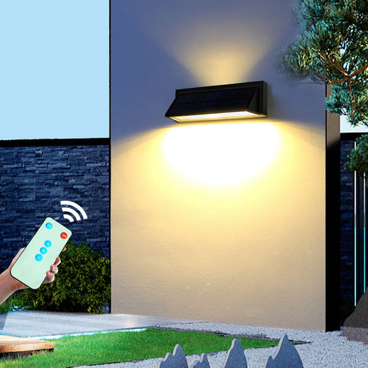 Modern Minimalist Solar Waterproof Aluminum Glass Rectangular Slant LED Patio Wall Sconce Lamp For Outdoor