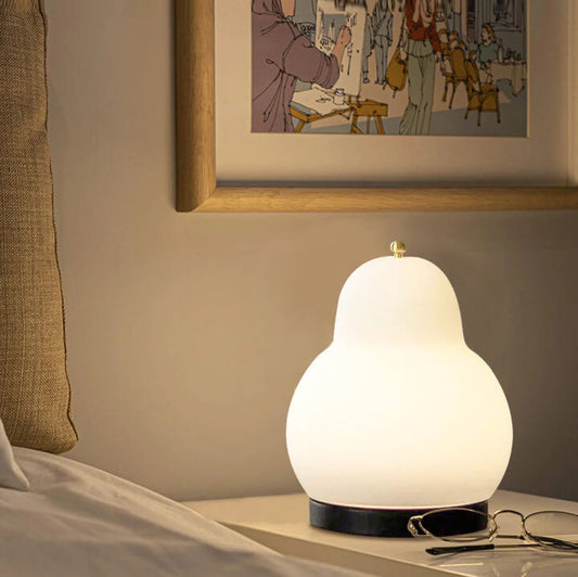 Traditional French Cream Pear Shape LED Rechargeable Touch Table Lamp For Bedroom