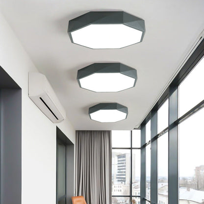 Contemporary Nordic Macaron Diamond Geometry Iron Acrylic LED Flush Mount Ceiling Light For Living Room