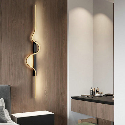 Modern Minimalist Long Wave Design Aluminum Iron LED Wall Sconce Lamp For Living Room