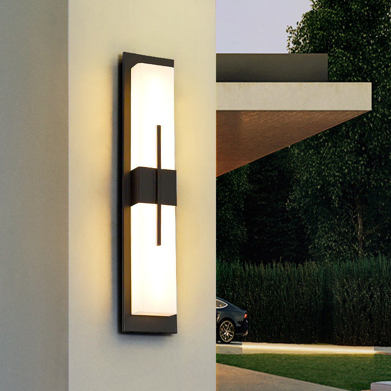 Modern Minimalist Rectangular Waterproof Stainless Steel Acrylic LED Wall Sconce Lamp For Outdoor