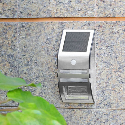 Outdoor Solar Trapezoid Stainless Steel Sensor Garden LED Wall Sconce Lamp