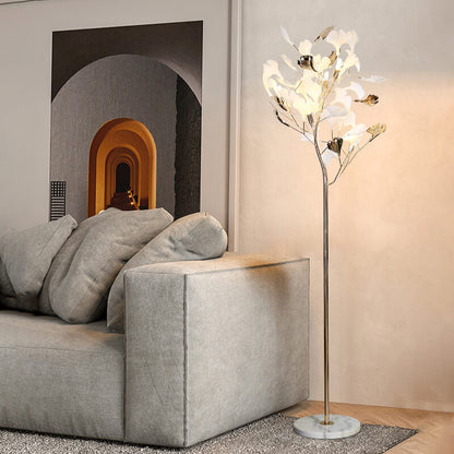 Nordic Romantic Ginkgo Leaf Decorative Acrylic Iron 5-Light Standing Floor Lamp