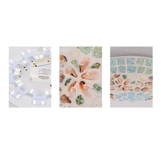 Tiffany Creative Mosaic Shells 1-Light Flush Mount Ceiling Light