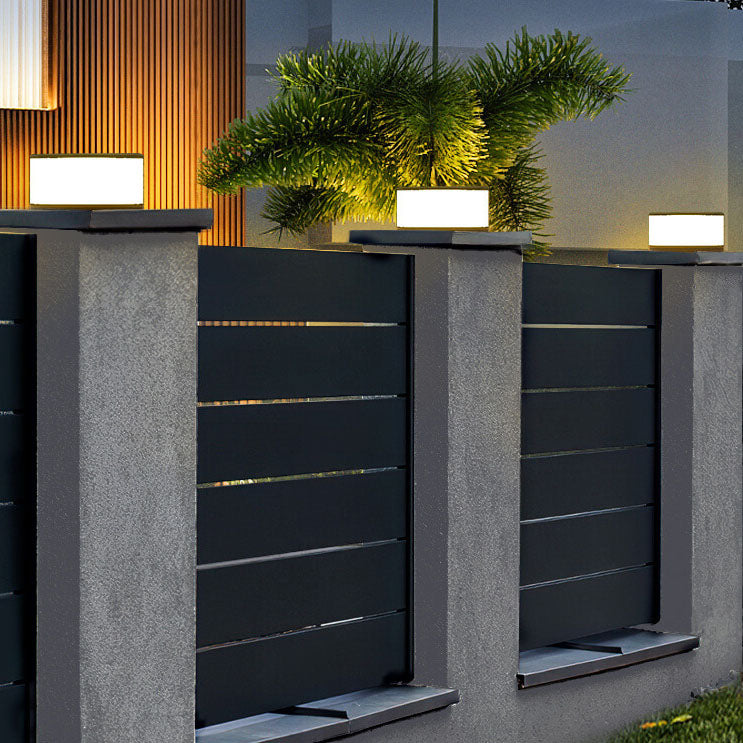 Modern Minimalist Solar Outdoor Round Column Post Head LED Waterproof Landscape Light for Garden