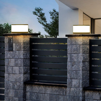 Modern Minimalist Solar Outdoor Round Column Post Head LED Waterproof Landscape Light for Garden