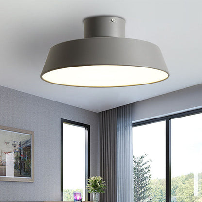 Contemporary Scandinavian Round Pot Iron LED Flush Mount Ceiling Light for Living Room