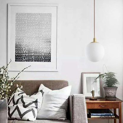 Contemporary Nordic Minimalist White Orb 1-Light Pendant Light For Bedroom
