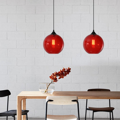 Modern Minimalist Stained Round Glass Iron 1-Light Pendant Light for Living Room