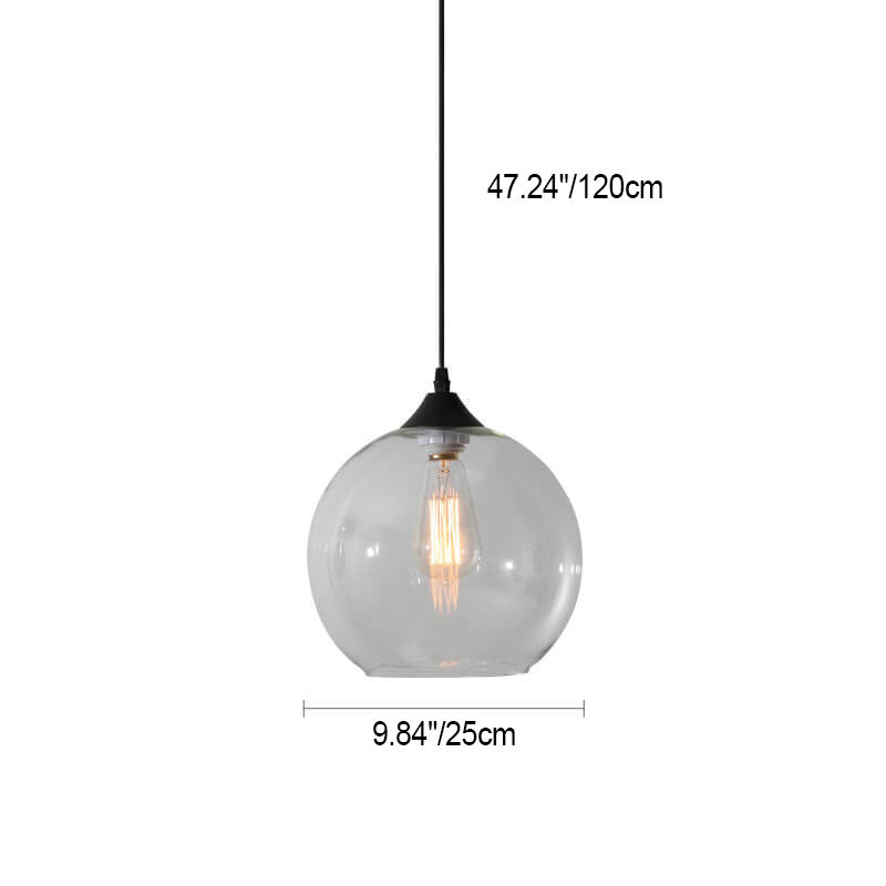 Modern Minimalist Stained Round Glass Iron 1-Light Pendant Light for Living Room