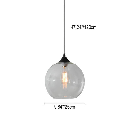 Modern Minimalist Stained Round Glass Iron 1-Light Pendant Light for Living Room