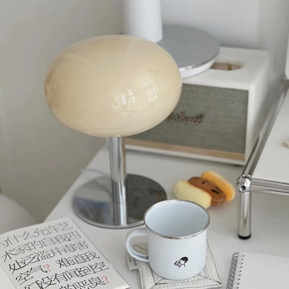 Contemporary Nordic Round Iron Glass 1-Light Table Lamp For Bedroom