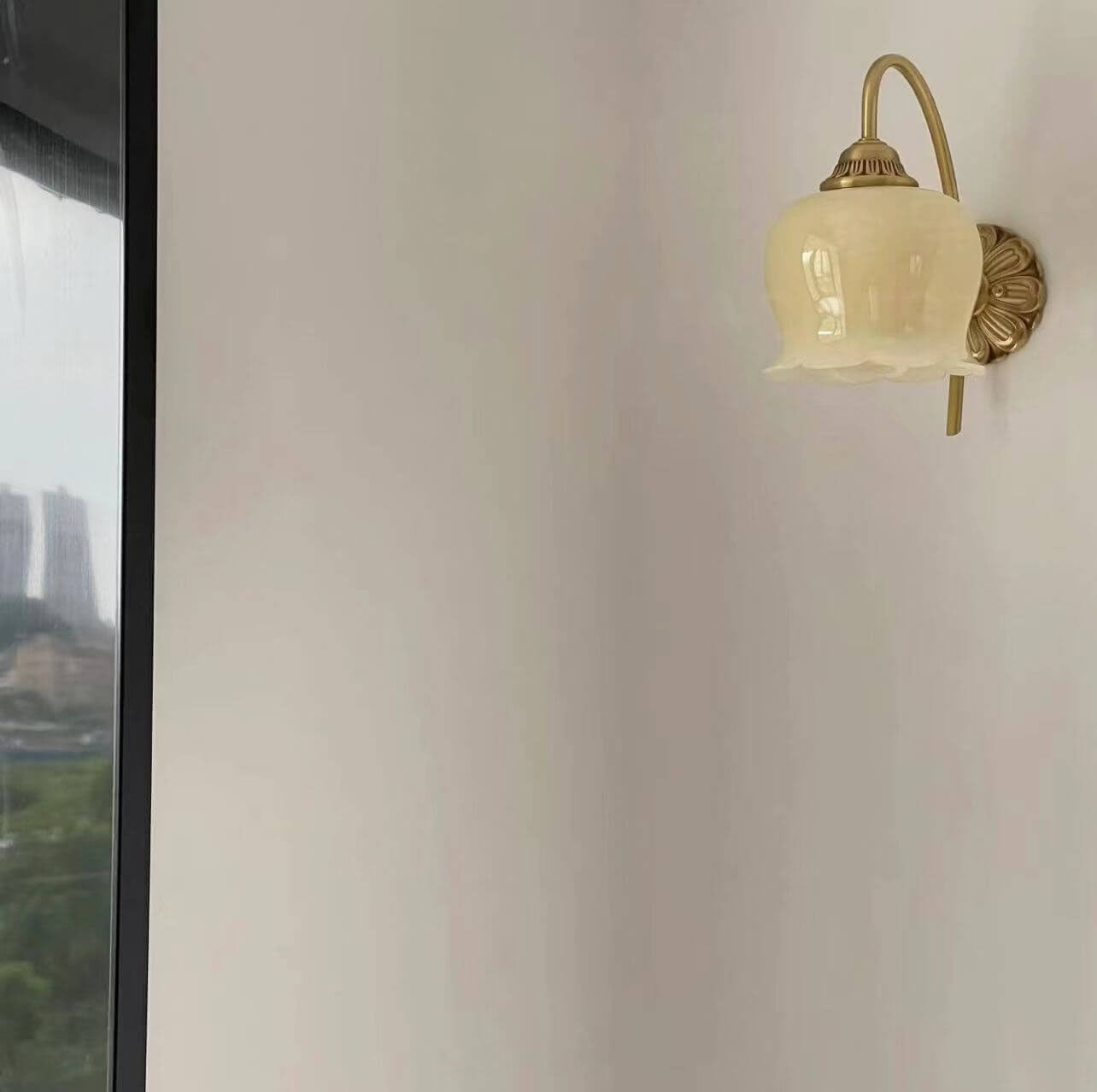 Traditional Vintage Floral Resin Copper Iron 1-Light Wall Sconce Lamp For Bedroom