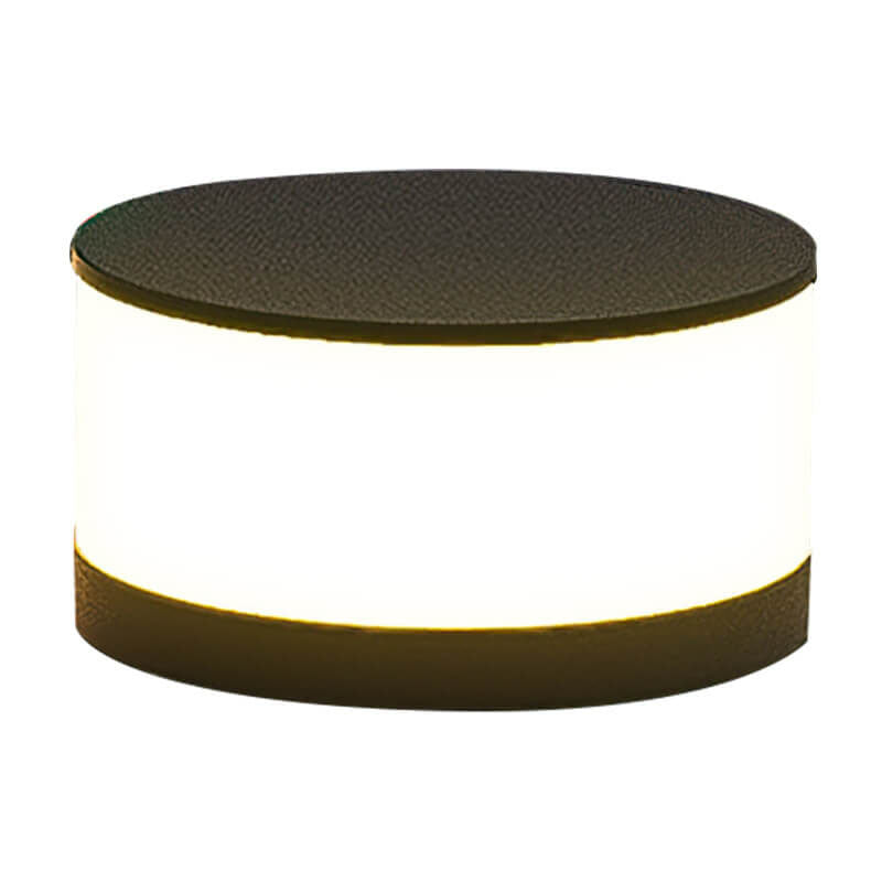 Modern Minimalist Solar Outdoor Round Column Post Head LED Waterproof Landscape Light for Garden