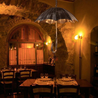 Contemporary Industrial Round Iron 5-Light Umbrella Chandeliers For Living Room