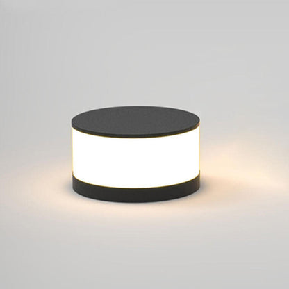 Modern Minimalist Solar Outdoor Round Column Post Head LED Waterproof Landscape Light for Garden