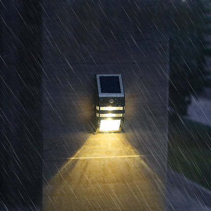 Outdoor Solar Trapezoid Stainless Steel Sensor Garden LED Wall Sconce Lamp