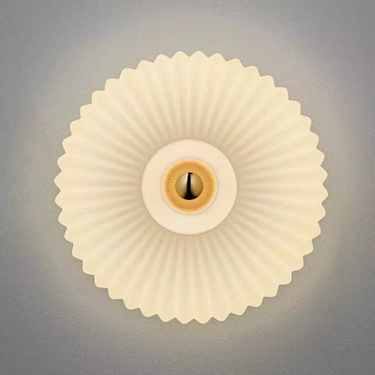 Contemporary Nordic Iron Striped Glass Round Disc 1-Light Wall Sconce Lamp for Living Room
