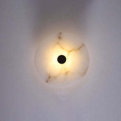 Contemporary Luxury Round Marble Iron LED Wall Sconce Lamp For Living Room & Bedroom