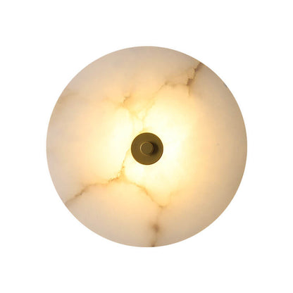 Contemporary Luxury Round Marble Iron LED Wall Sconce Lamp For Living Room & Bedroom