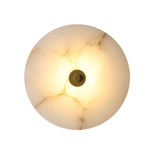 Contemporary Luxury Round Marble Iron LED Wall Sconce Lamp For Living Room & Bedroom