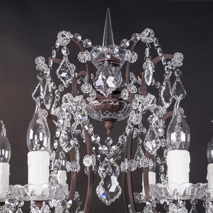 Traditional Vintage Crystal Candelabra Rust 6-Light Table Lamp For Living Room