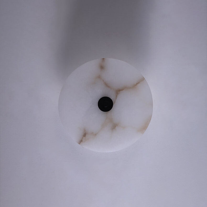 Contemporary Luxury Round Marble Iron LED Wall Sconce Lamp For Living Room & Bedroom