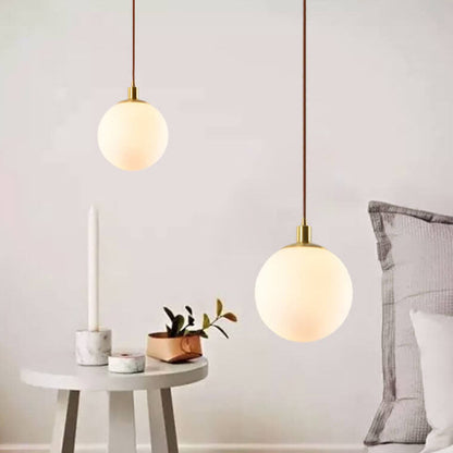 Contemporary Nordic Minimalist White Orb 1-Light Pendant Light For Bedroom