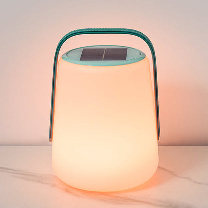Modern Minimalist Solar Waterproof Leather PE Cylinder Striped Lantern Portable LED Landscape Lighting Outdoor Light For Outdoor Patio