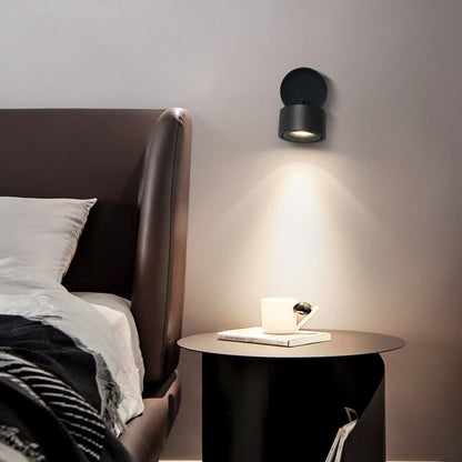 Modern Minimalist Round Aluminium Rotatable Folding LED Wall Sconce Lamp For Living Room & Bedroom