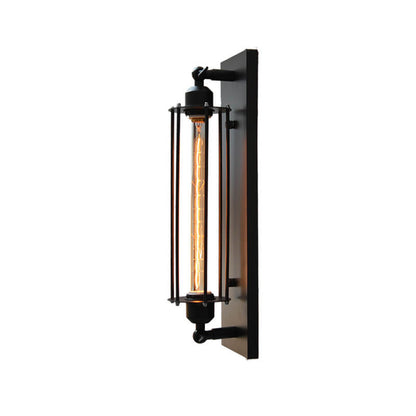 Contemporary Industrial Iron Rectangle Pencil-shaped 1-Light Wall Sconce Lamp For Living Room