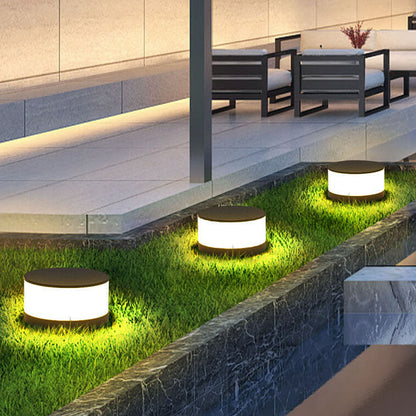 Modern Minimalist Solar Outdoor Round Column Post Head LED Waterproof Landscape Light for Garden