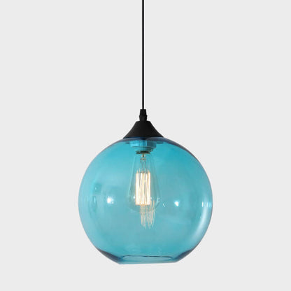 Modern Minimalist Stained Round Glass Iron 1-Light Pendant Light for Living Room