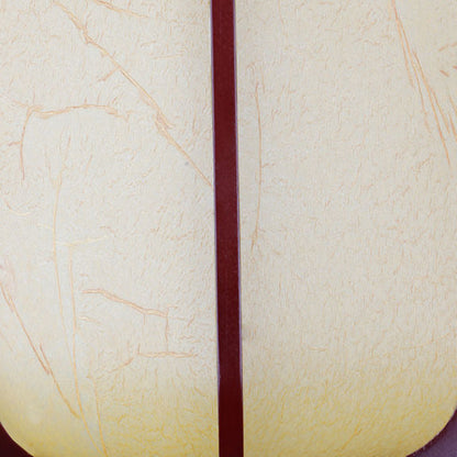 Traditional Chinese Faux Sheepskin Wooden Lantern Round 1-Light Pendant Light for Living Room