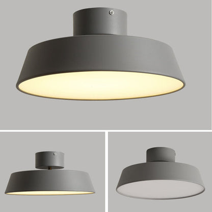 Contemporary Scandinavian Round Pot Iron LED Flush Mount Ceiling Light for Living Room