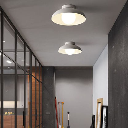Contemporary Nordic Wabi-sabi Iron Glass 1-Light Semi-Flush Mount Light for Living Room