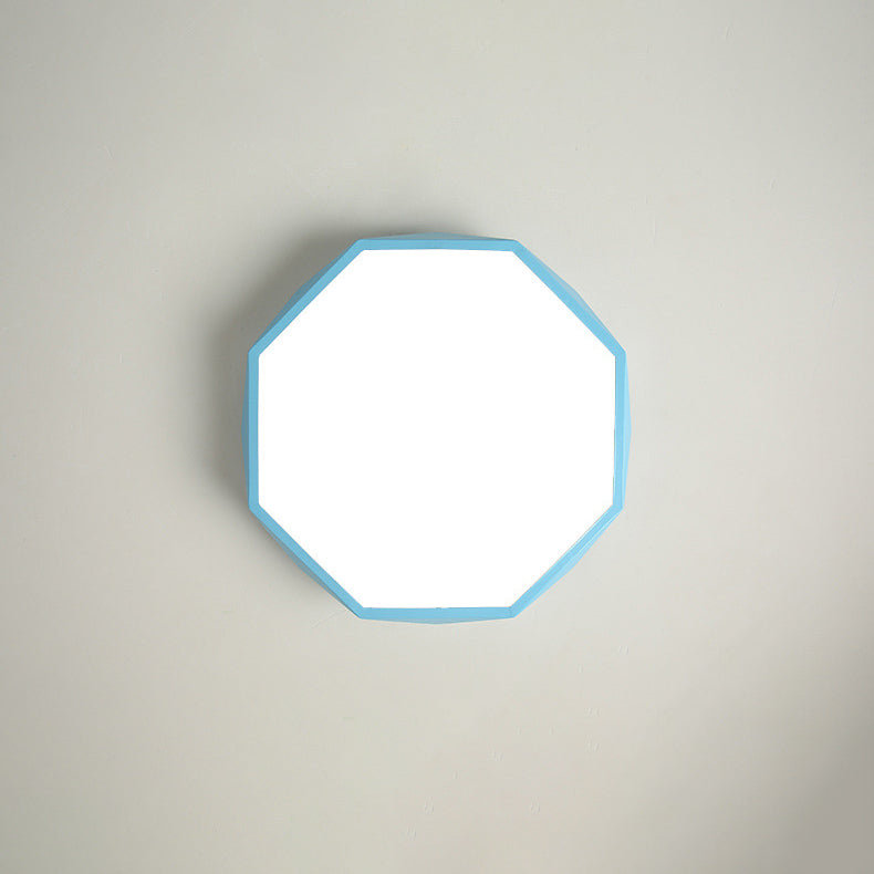 Contemporary Nordic Macaron Diamond Geometry Iron Acrylic LED Flush Mount Ceiling Light For Living Room