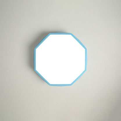 Contemporary Nordic Macaron Diamond Geometry Iron Acrylic LED Flush Mount Ceiling Light For Living Room