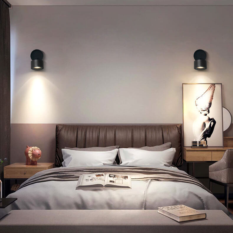 Modern Minimalist Round Aluminium Rotatable Folding LED Wall Sconce Lamp For Living Room & Bedroom