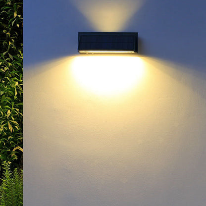 Modern Minimalist Solar Waterproof Aluminum Glass Rectangular Slant LED Patio Wall Sconce Lamp For Outdoor