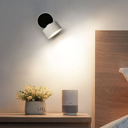 Modern Minimalist Round Aluminium Rotatable Folding LED Wall Sconce Lamp For Living Room & Bedroom