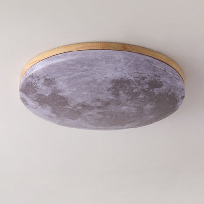 Modern Minimalist Moon Round Hardware PVC Acrylic LED Flush Mount Ceiling Light For Living Room