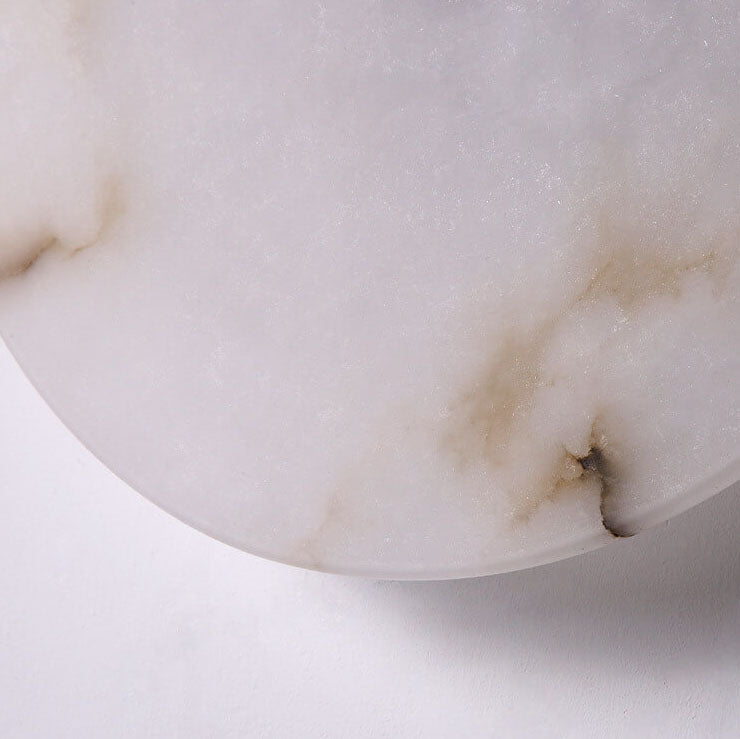 Contemporary Luxury Round Marble Iron LED Wall Sconce Lamp For Living Room & Bedroom