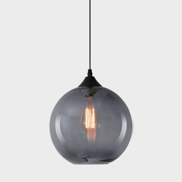 Modern Minimalist Stained Round Glass Iron 1-Light Pendant Light for Living Room