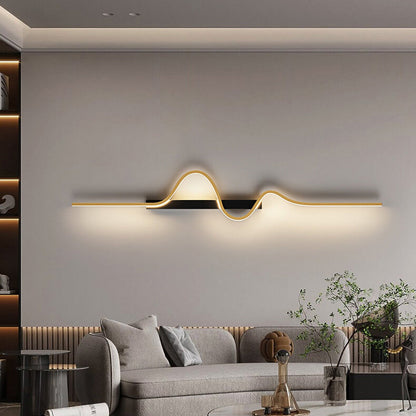 Modern Minimalist Long Wave Design Aluminum Iron LED Wall Sconce Lamp For Living Room