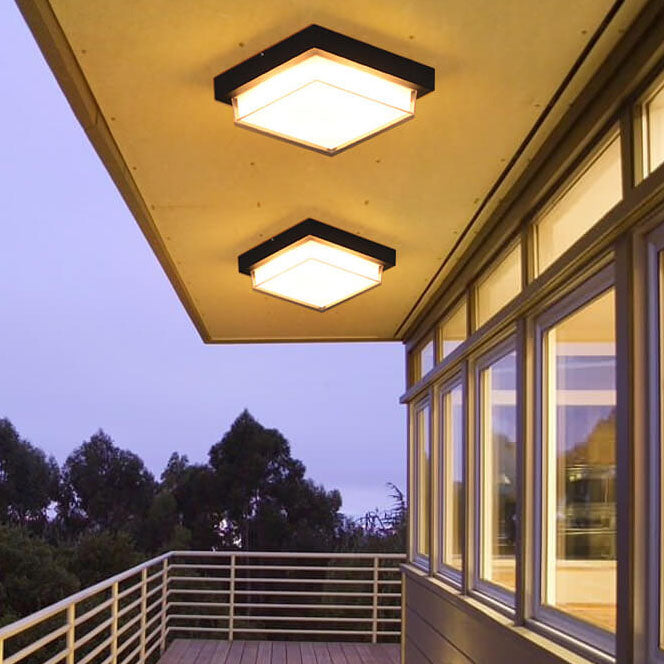 Modern Minimalist Square Aluminum Acrylic Induction LED Flush Mount Ceiling Light For Outdoor