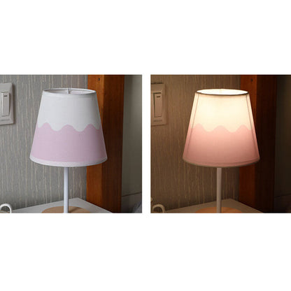 Contemporary Nordic Solid Wood Fabric Cone LED Table Lamp For Living Room & Bedroom